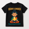 "Vedas Loaded: Powered by Om & WiFi" - Kids History T-Shirt Black kids' t-shirt with a graphic of a young meditating scholar and the text "Vedas Loaded, Powered by Om & WiFi."