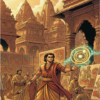 Cover of the comic book 'The Golden Canvas' showing an ancient Indian artist using magical powers in a bustling Gupta-era city.